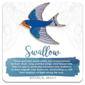 Swallow Bird Enamel Pin - Gold Plated Nature Brooch‎ - Wildlife Jewelry